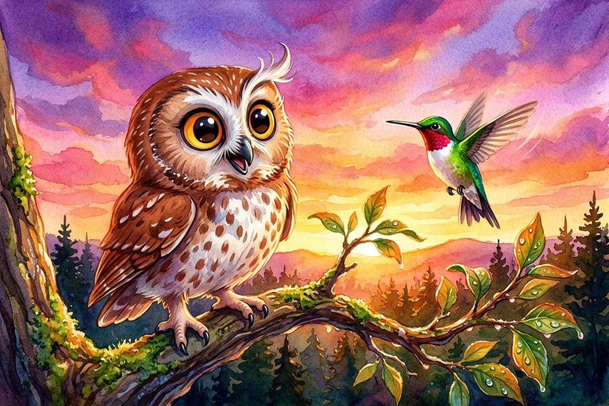 Ilustração do conto A Coruja que Tinha Medo do Dia