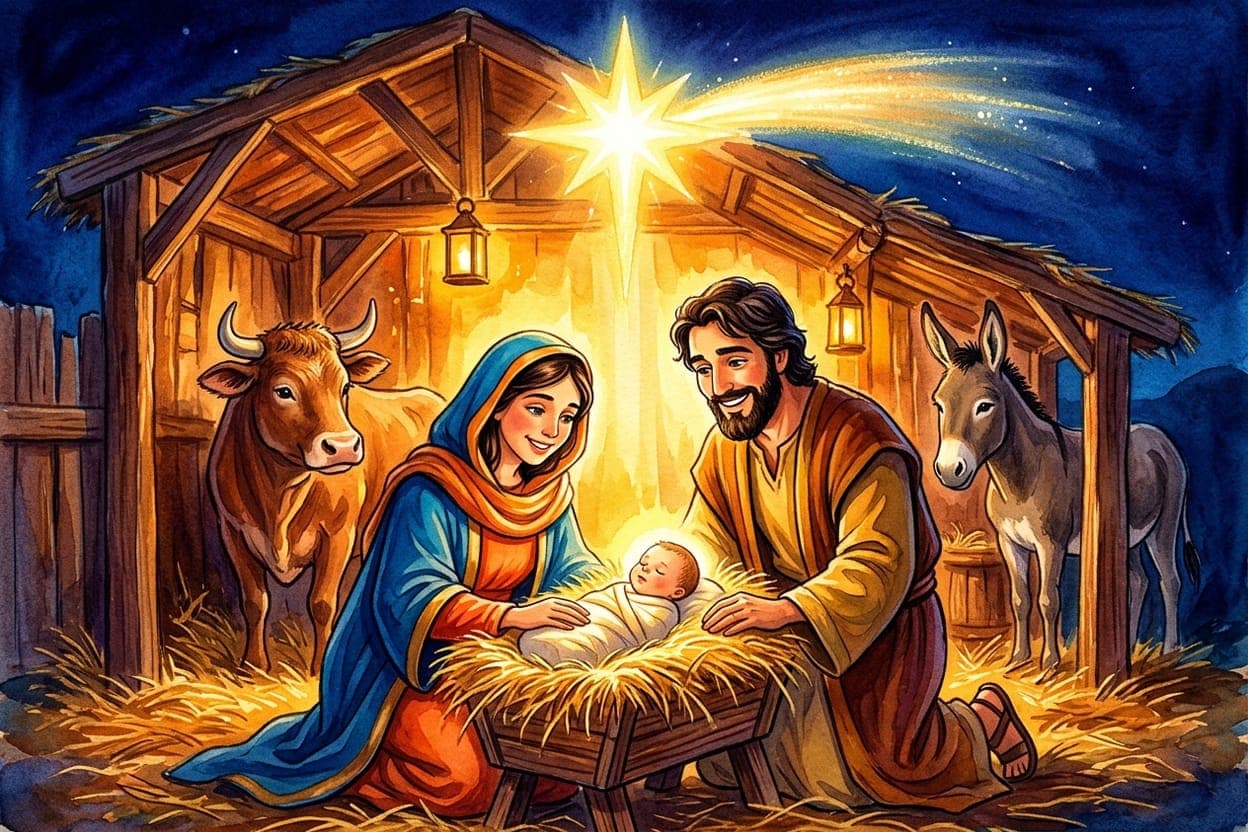 Ilustração do conto A Primeira Noite de Natal
