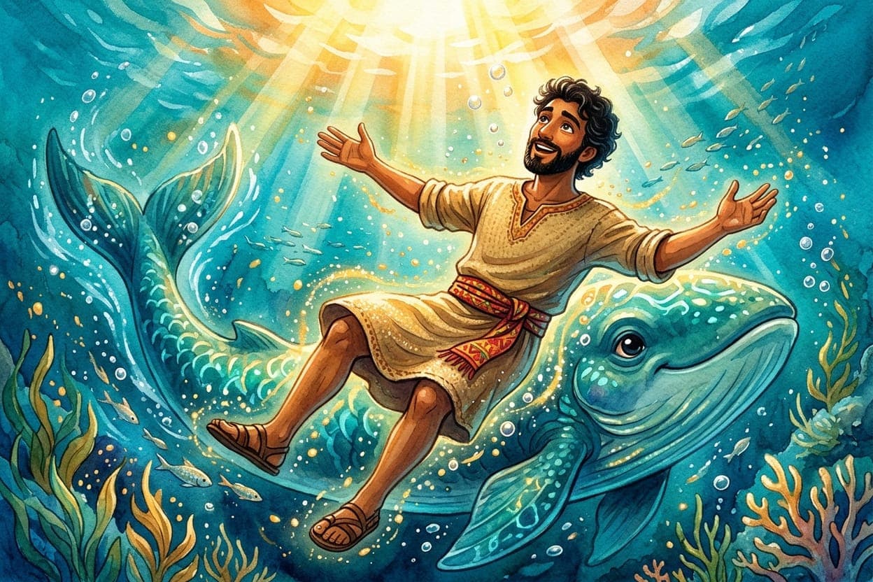 Ilustração do conto Jonas e o Peixe Grande