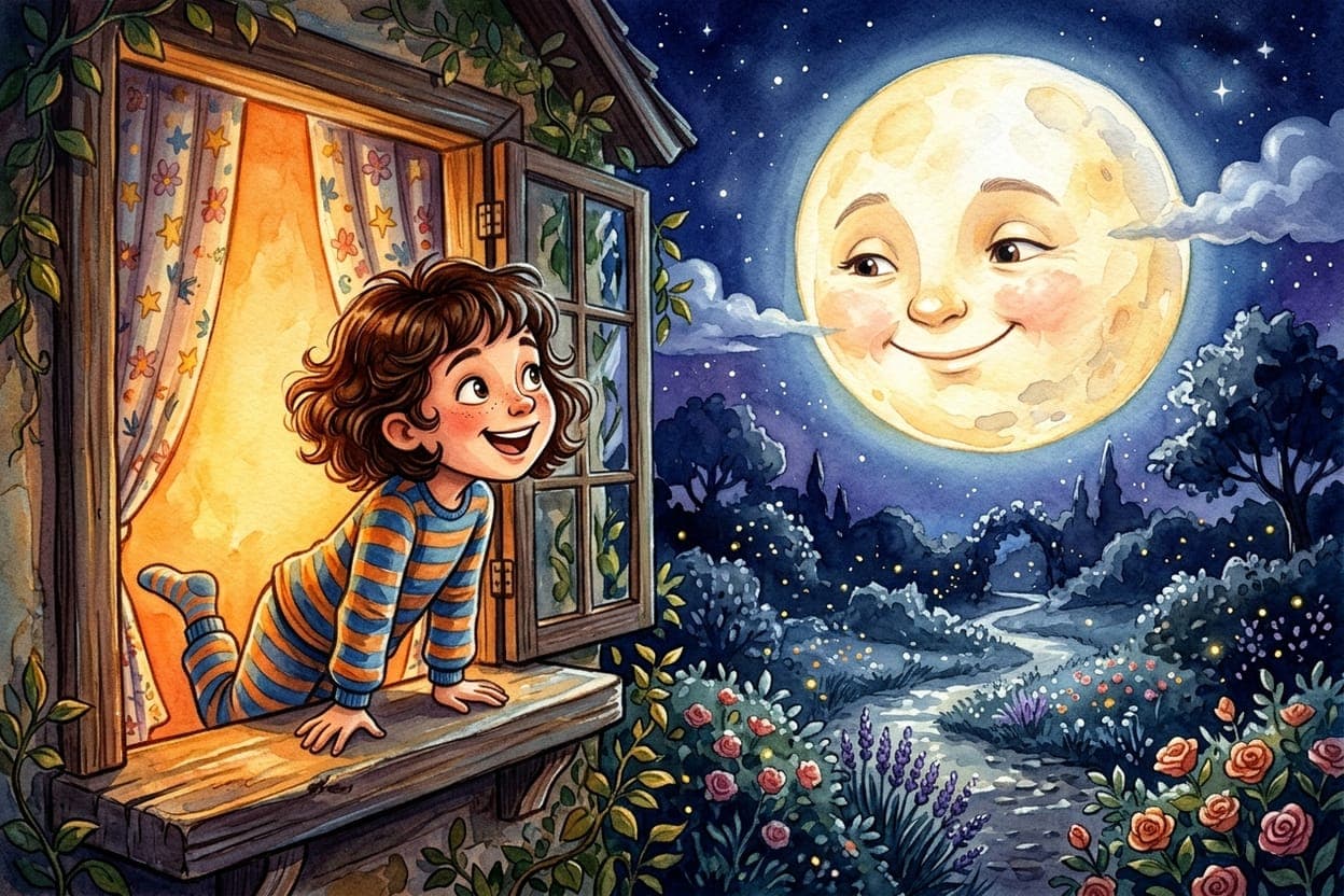 Ilustração do conto A Menina que Conversou com a Lua