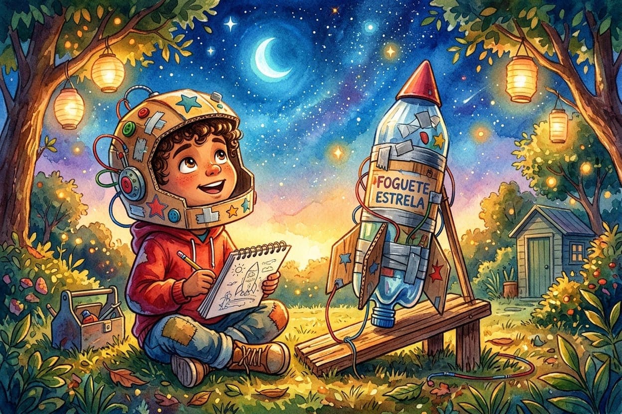 Ilustração do conto O Menino que Queria Ser Astronauta