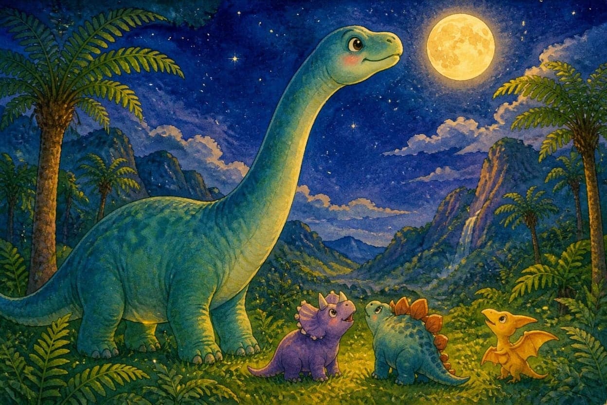 Ilustração do conto O Braquiossauro que Contava Estrelas