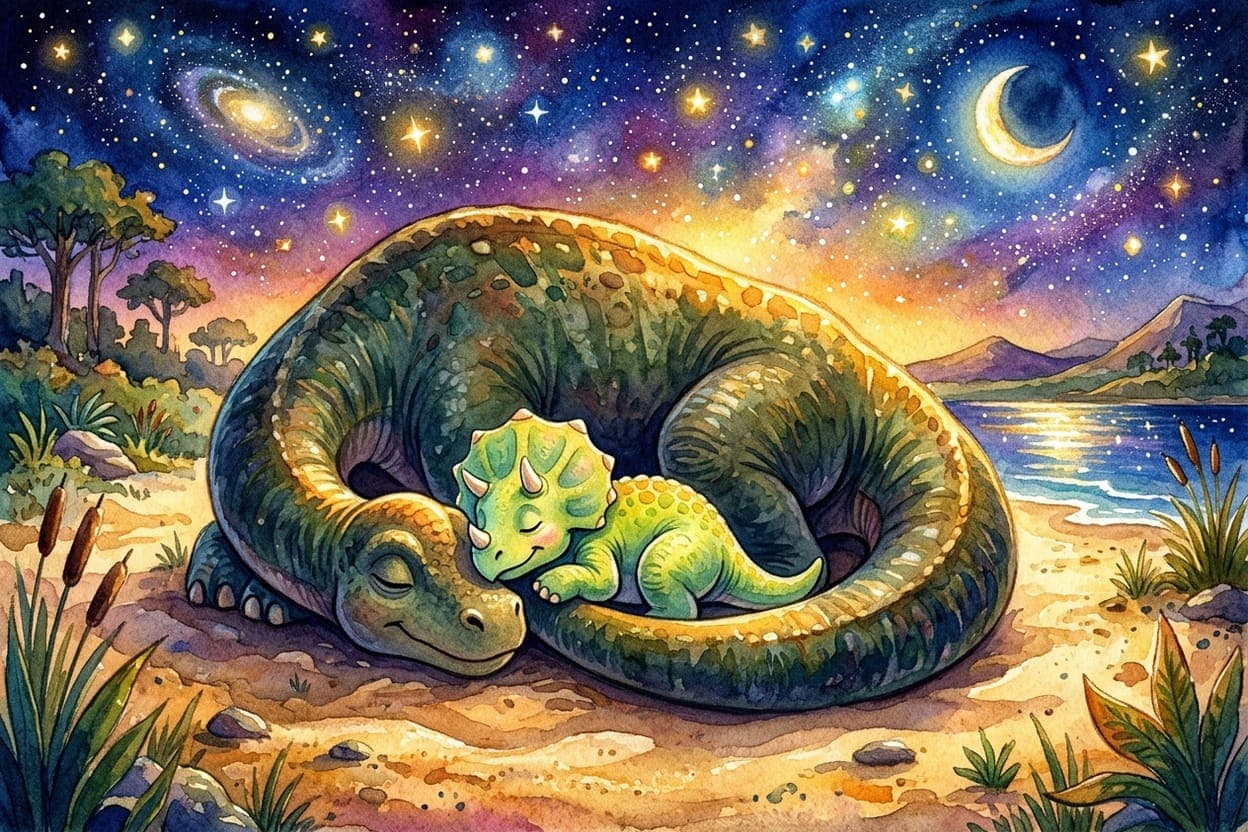 Ilustração do conto O Dinossauro que Cabia no Colo