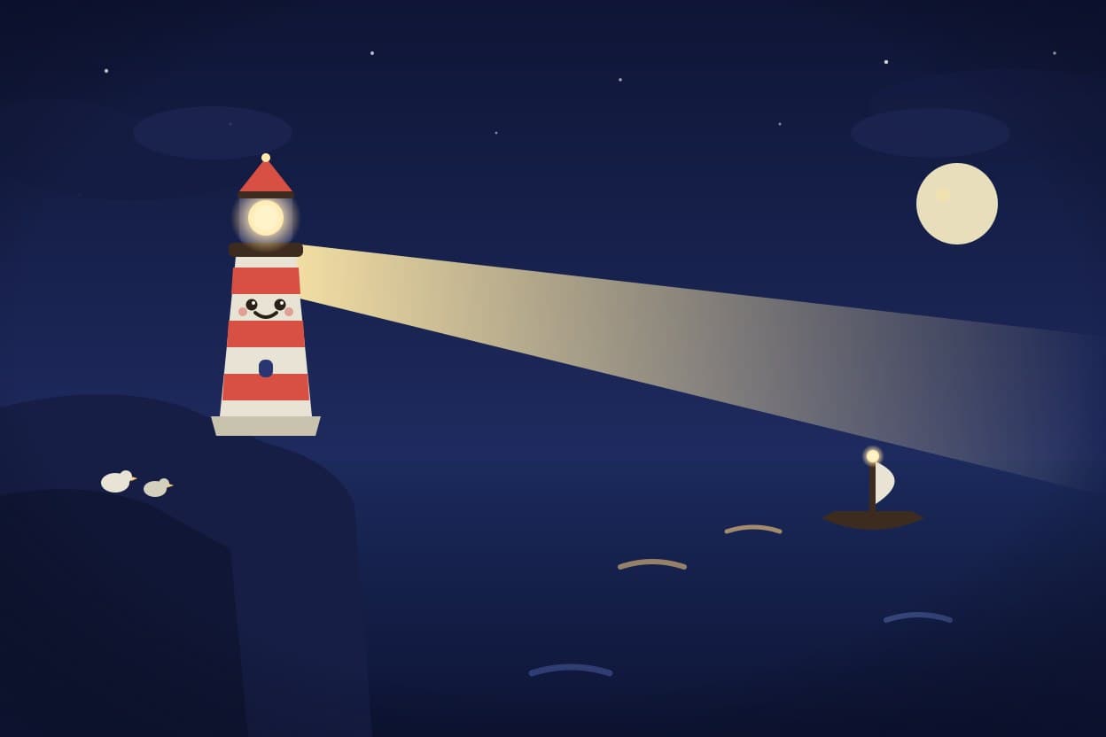 Ilustração do conto O Farol que Tinha Medo do Escuro