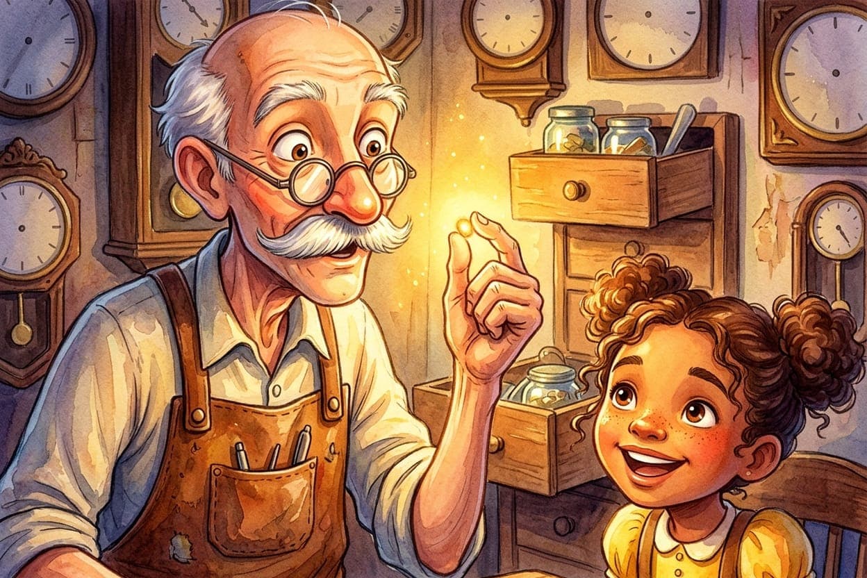 Ilustração do conto O Relojoeiro que Guardava Minutos