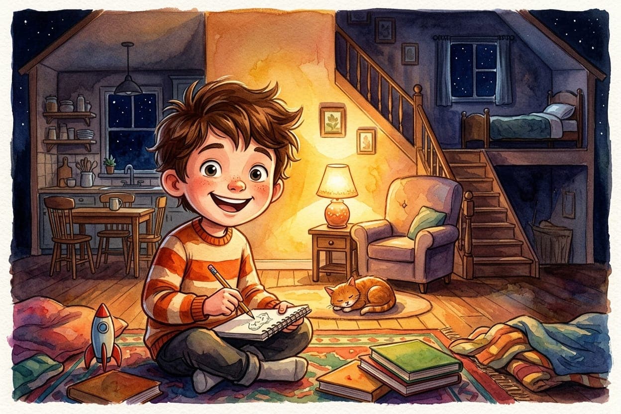 Ilustração do conto A Casa que Dizia Boa Noite