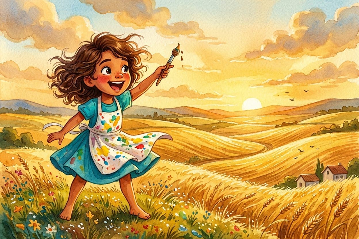 Ilustração do conto A Menina que Pintava o Vento