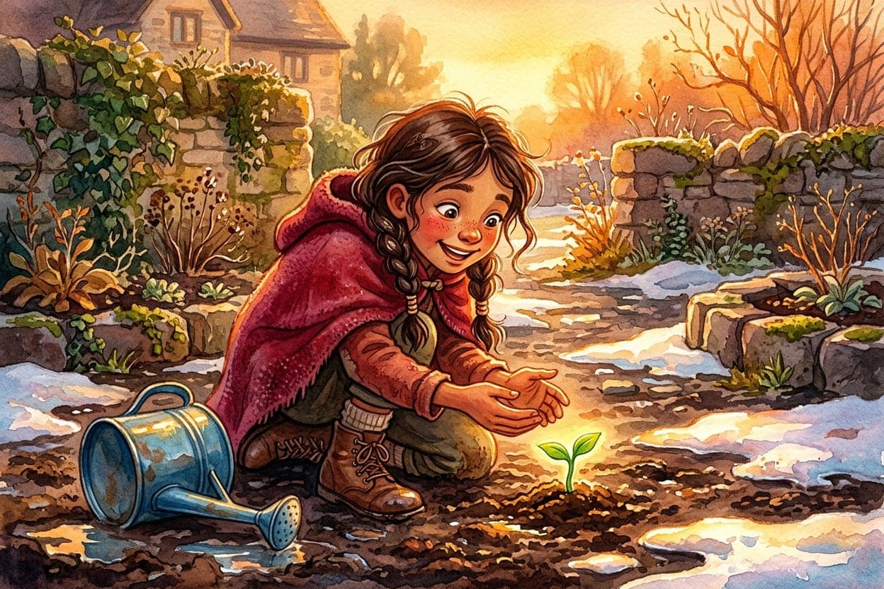 Ilustração do conto A Princesa e o Jardim de Inverno