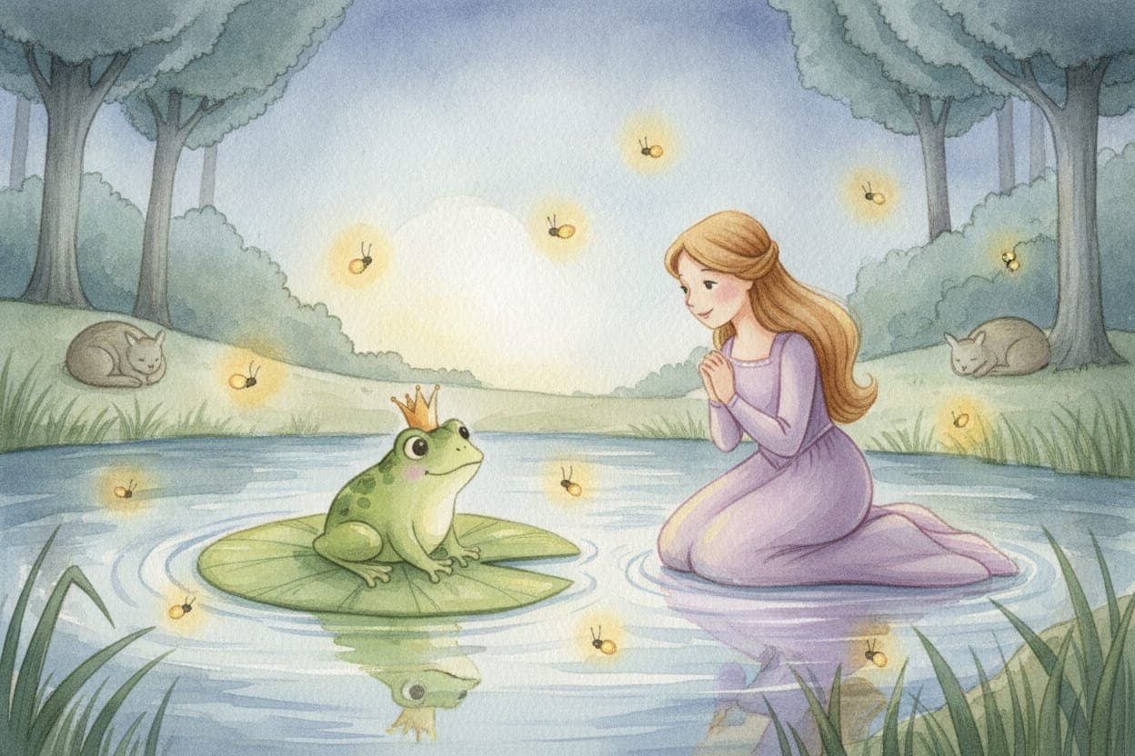 Ilustração do conto A Princesa e o Sapo
