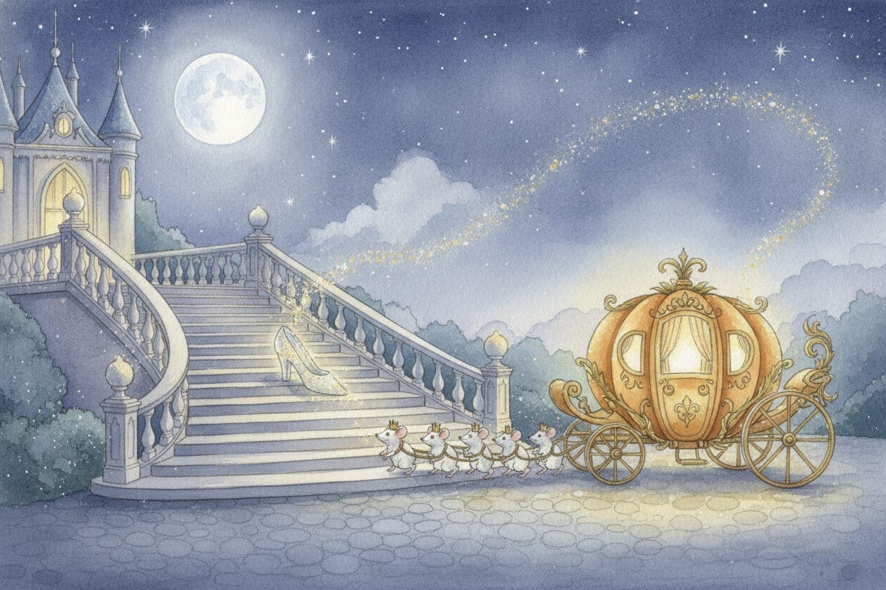 Ilustração do conto Cinderela — A Gata Borralheira