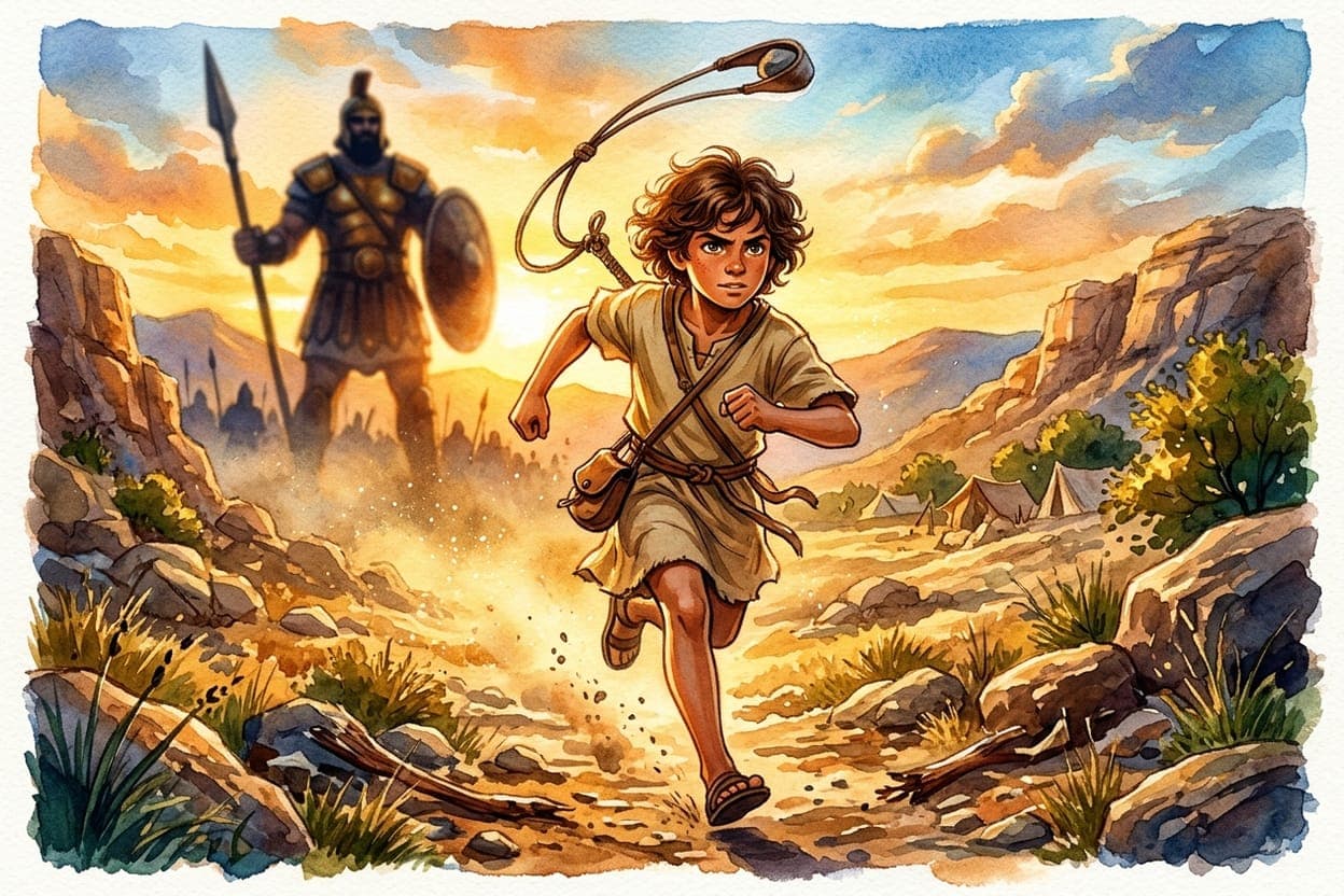 Ilustração do conto Davi e o Gigante