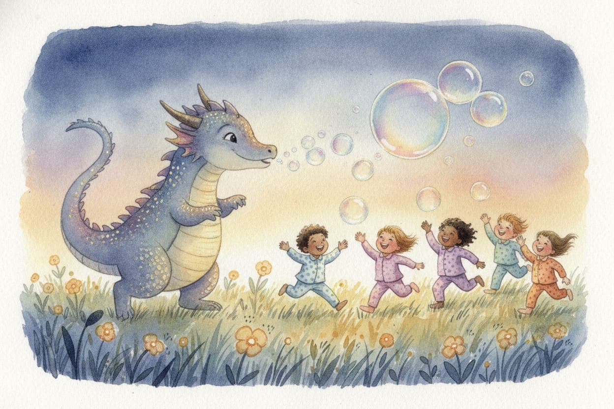 Ilustração do conto O Dragão que Assoprava Bolhas de Sabão