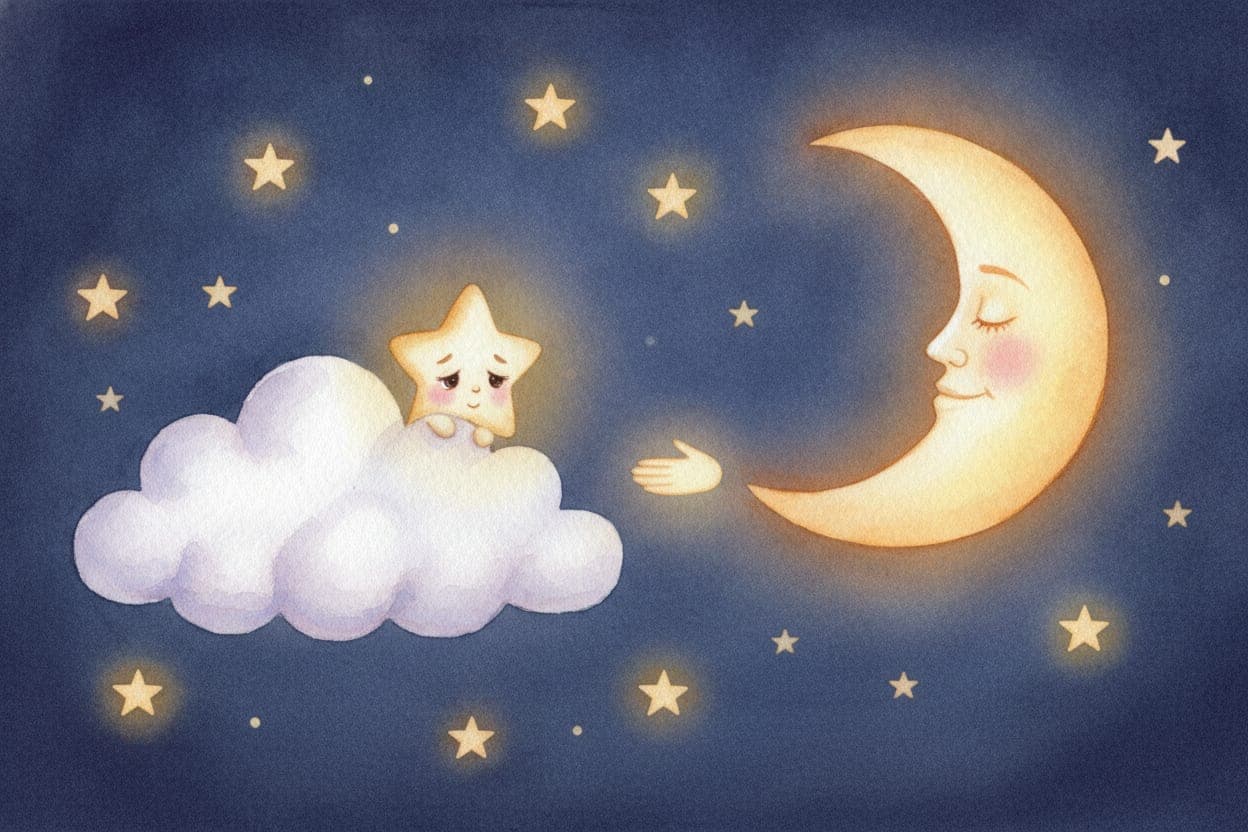 Ilustração do conto A História da Estrelinha que Tinha Medo do Escuro