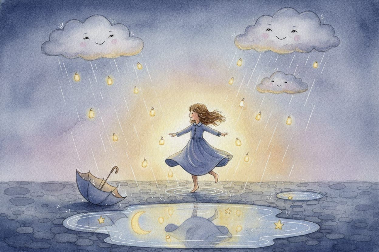 Ilustração do conto A Menina que Falava com a Chuva