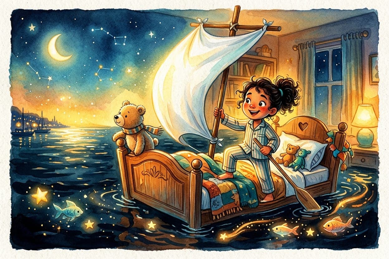 Ilustração do conto O Barquinho do Lençol