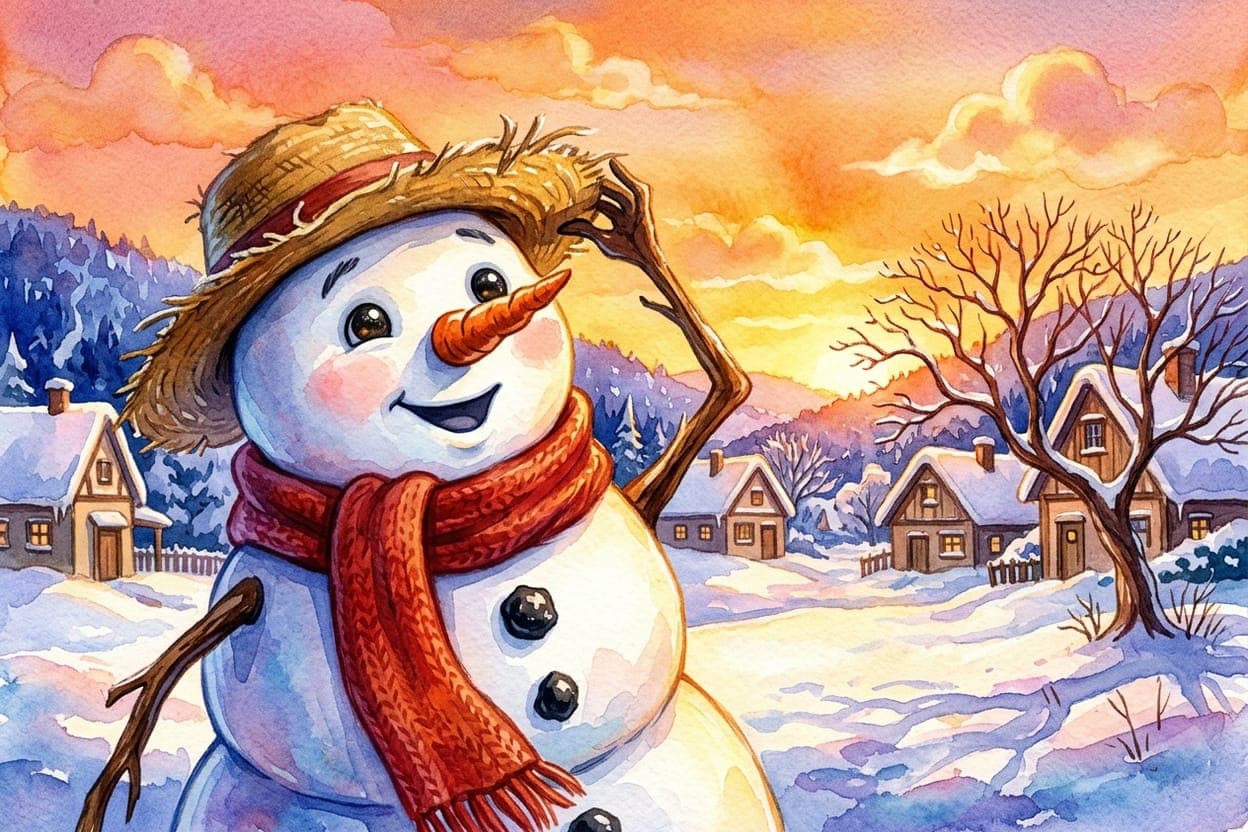 Ilustração do conto O Boneco de Neve que Queria Ver o Verão
