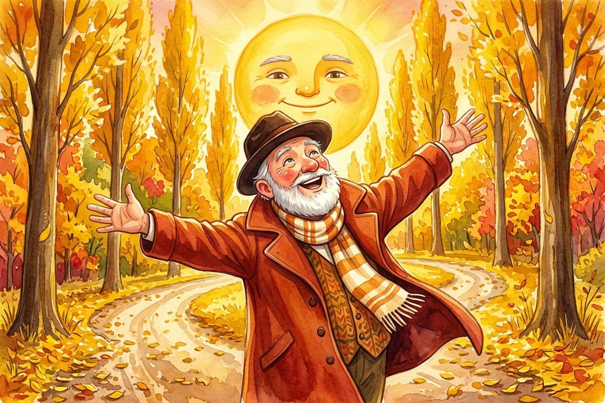 Ilustração do conto O Vento e o Sol