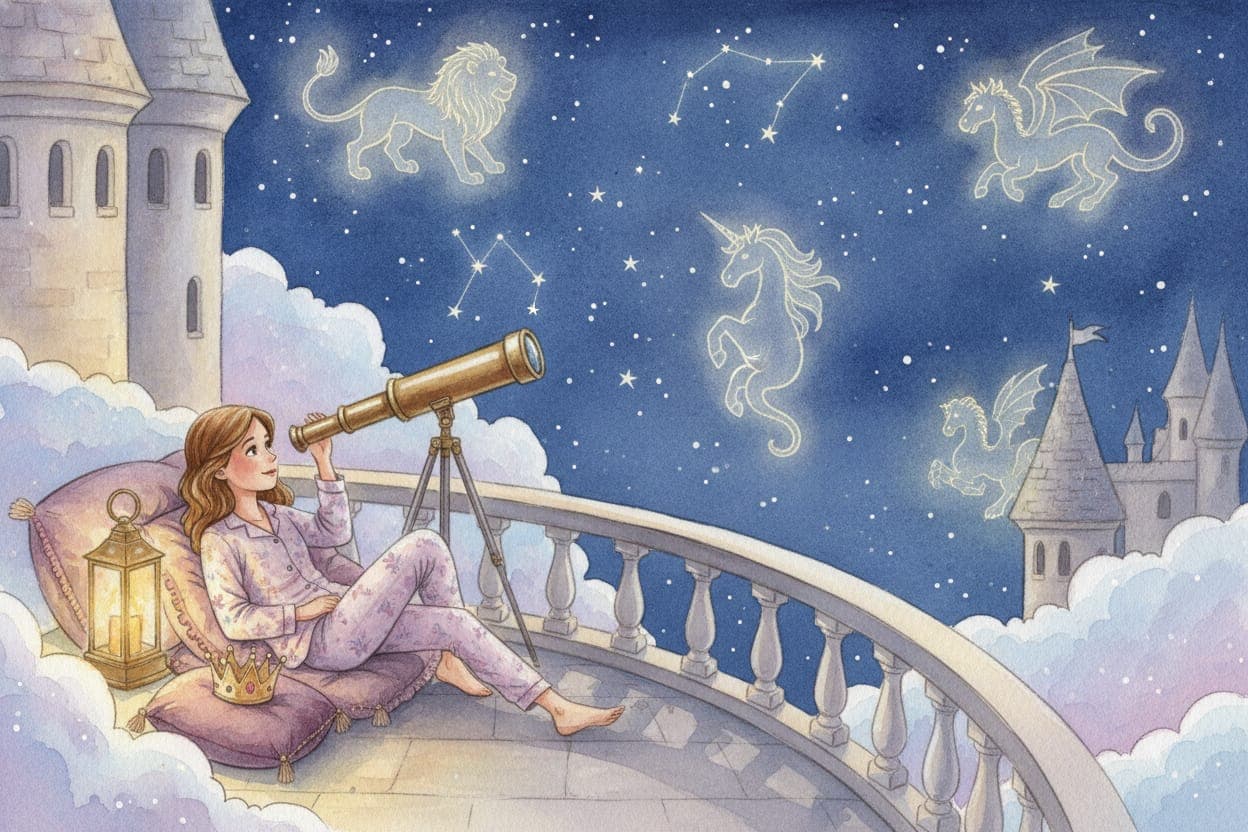 Ilustração do conto A Princesa que Preferia as Estrelas