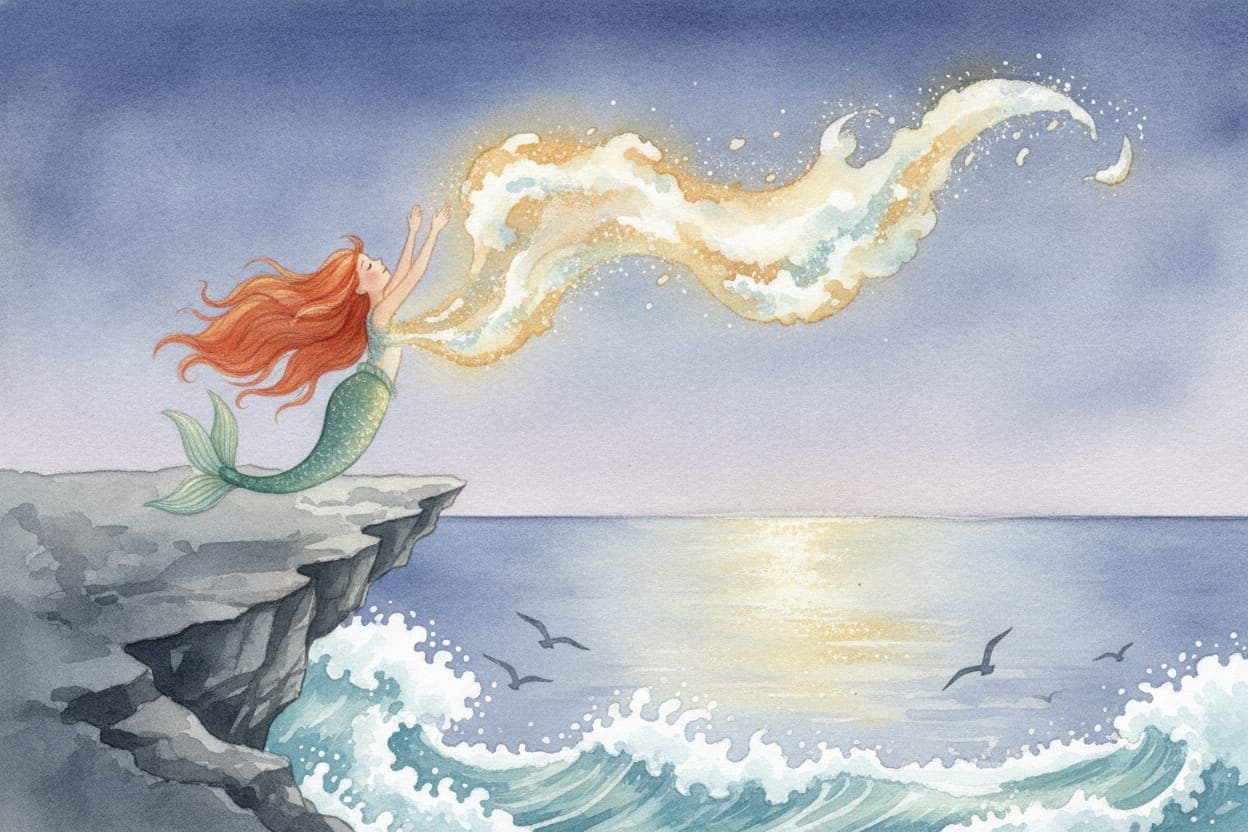 Ilustração do conto A Sereia que Queria Aprender a Voar