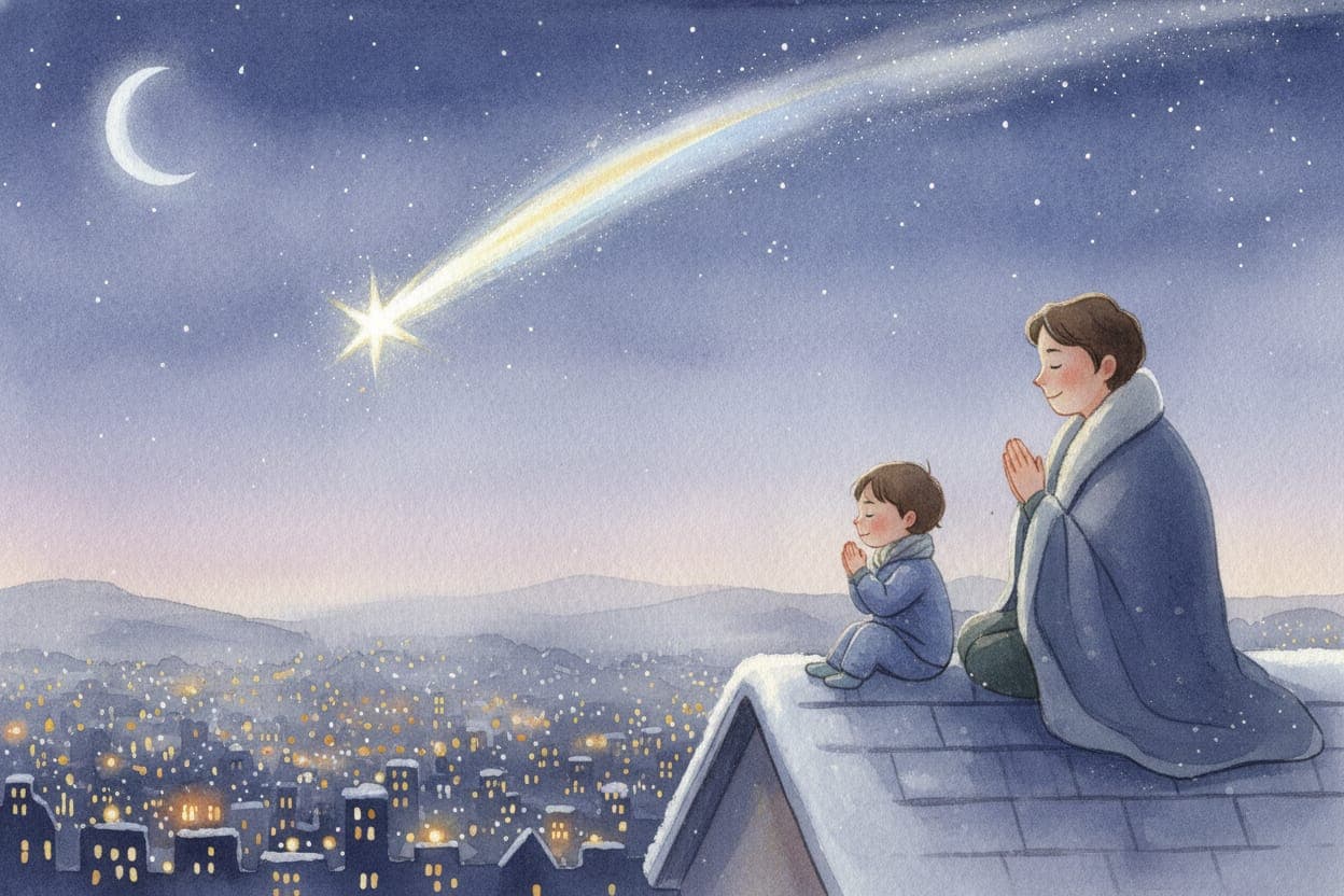 Ilustração do conto A Última Estrela Cadente do Ano