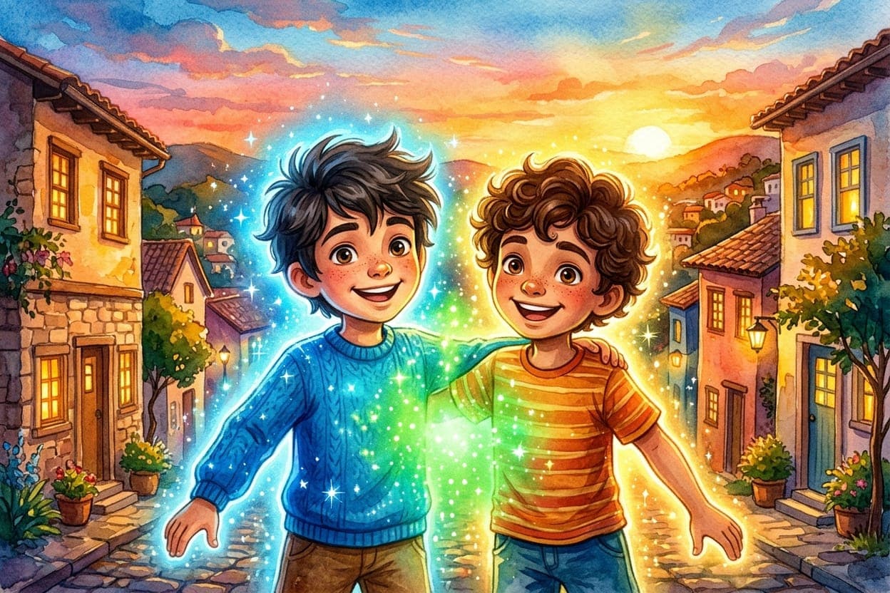 Ilustração do conto O Vilarejo Onde Cada Um Tinha Sua Cor