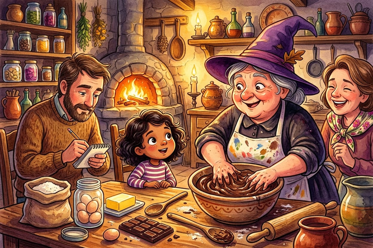 Dona Melinda ensina a receita com as mãos na massa, cercada de vizinhos na cozinha