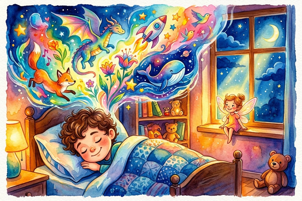 Tomás finalmente dorme cercado de sonhos coloridos